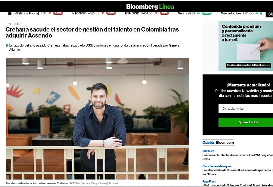 Crehana sacude el sector de gestin del talento en Colombia tras adquirir Acsendo